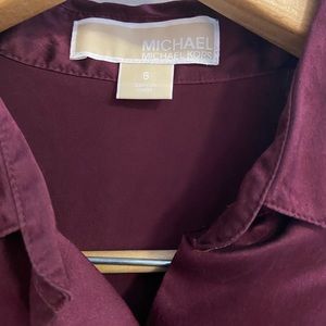 Micheal Kors Bell Sleeve Burgundy Button Up Blouse